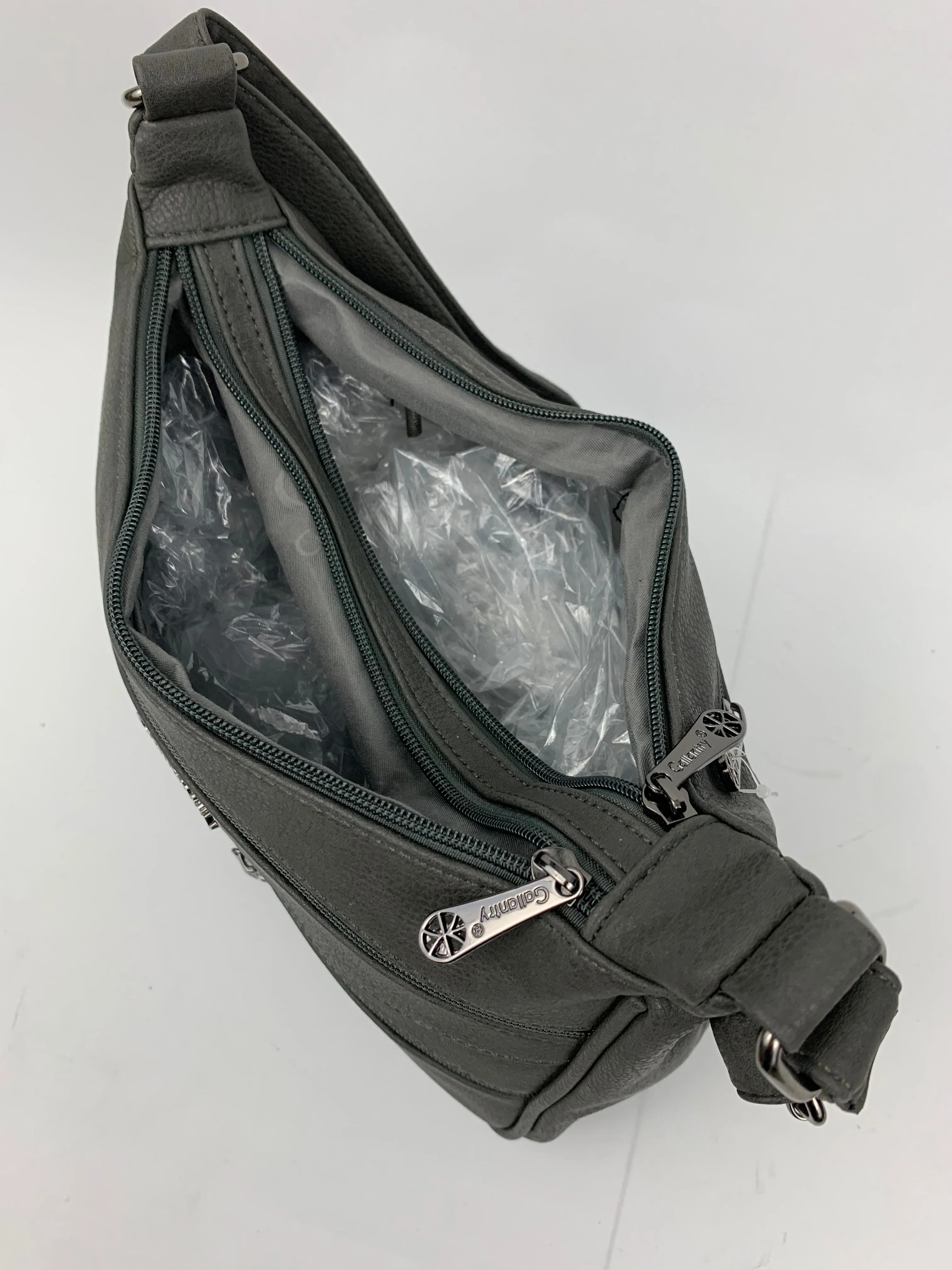 ROTTERDAM DARK GREY- soft faux leather crossbody multi-pocket medium size bag