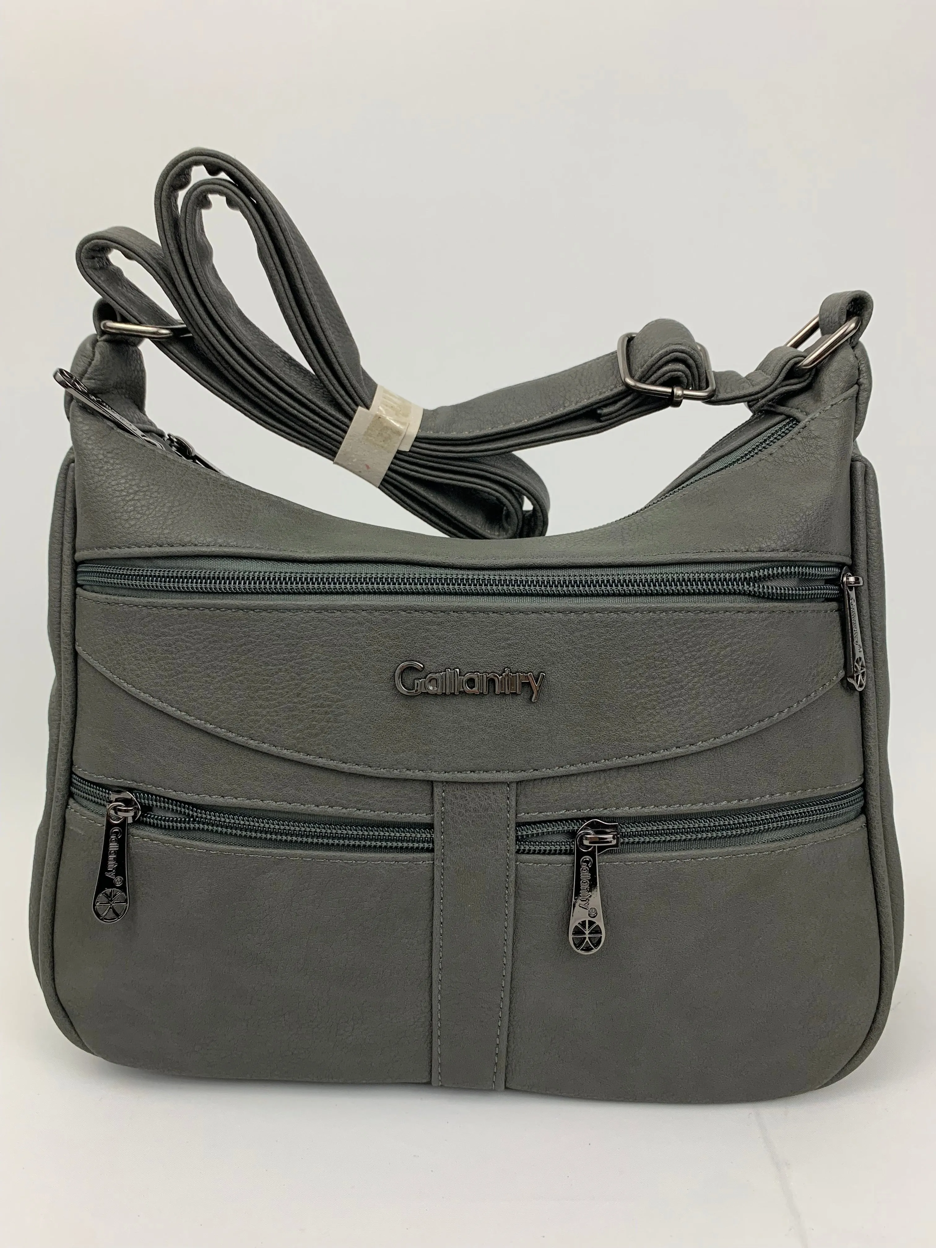 ROTTERDAM DARK GREY- soft faux leather crossbody multi-pocket medium size bag