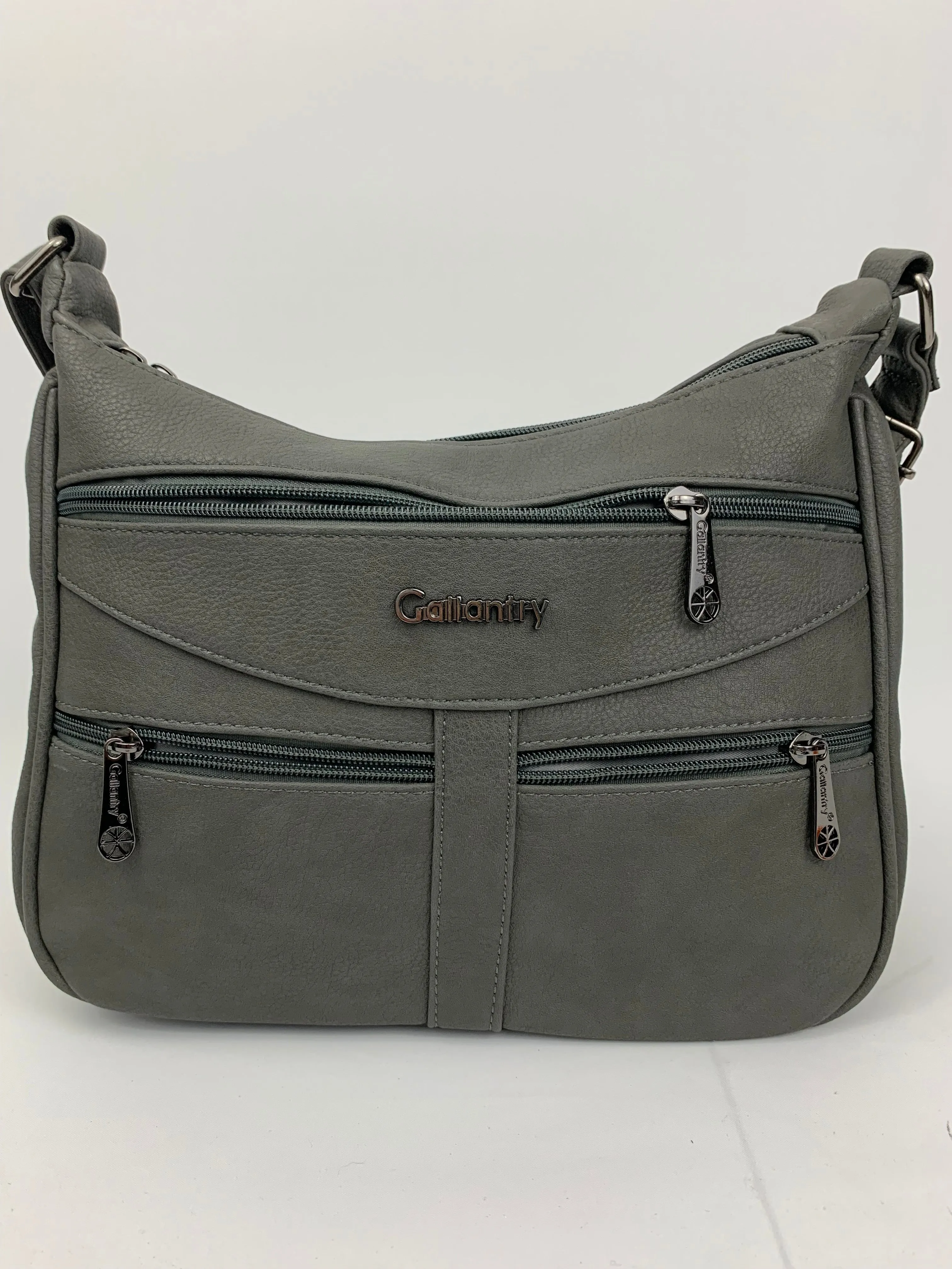 ROTTERDAM DARK GREY- soft faux leather crossbody multi-pocket medium size bag