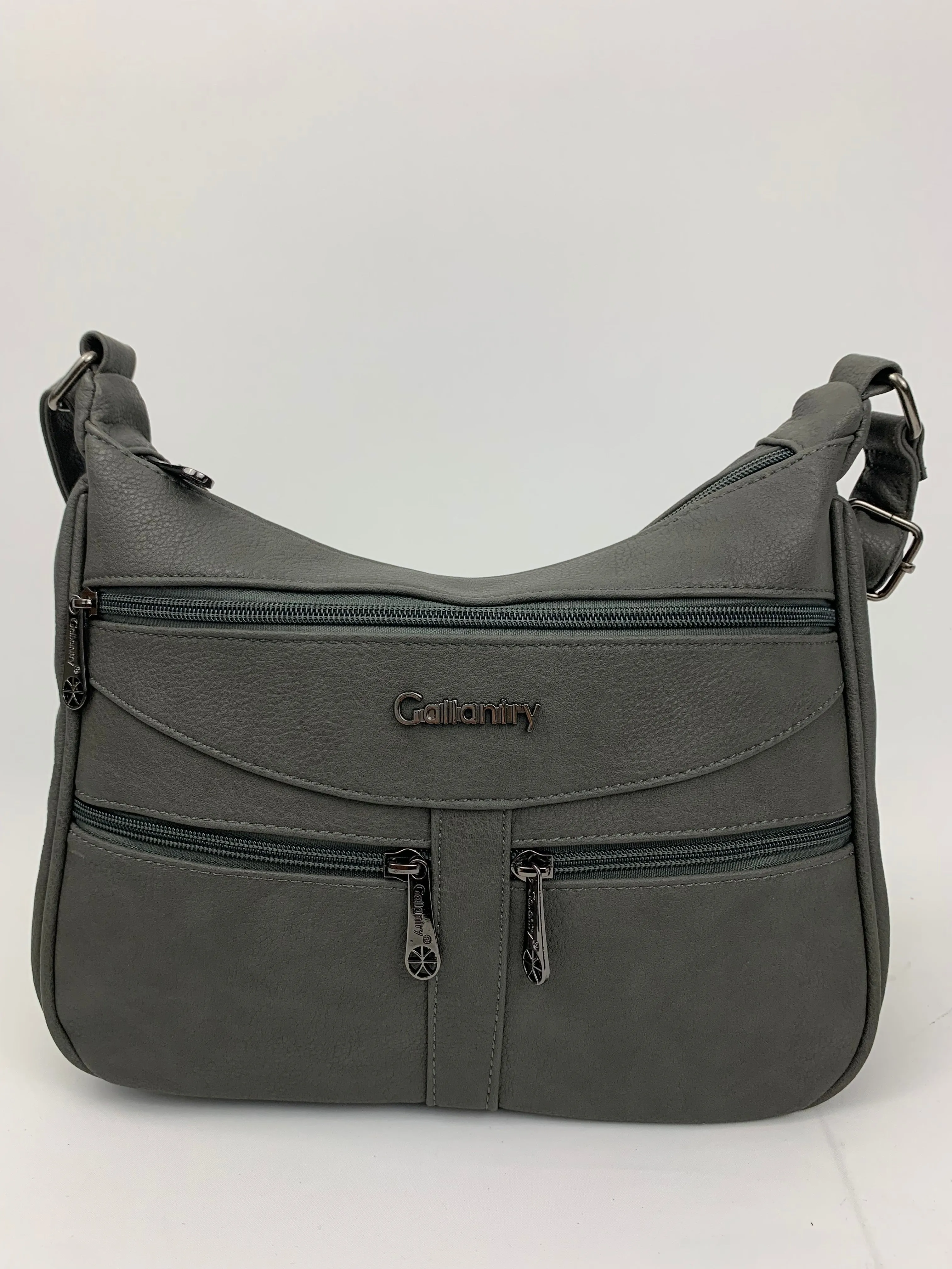 ROTTERDAM DARK GREY- soft faux leather crossbody multi-pocket medium size bag