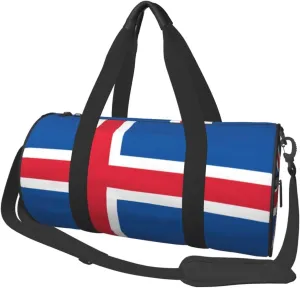 Round Duffle Bag Iceland Flag Unisex Travel Bag Duffle Bag