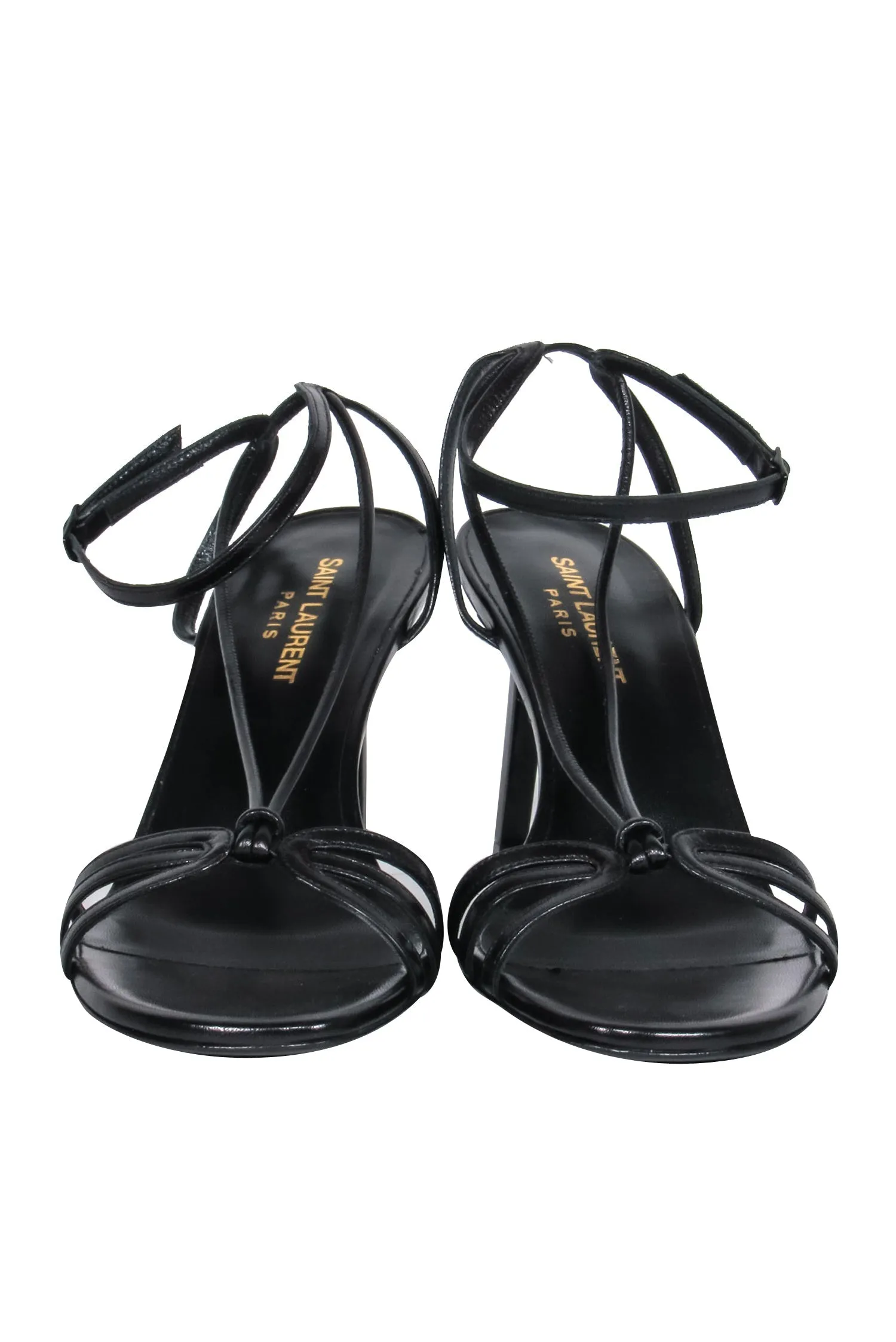 Saint Sz - 8 Seamless support Heeled Black Leather Strappy Positive testimonials Sandals Laurent