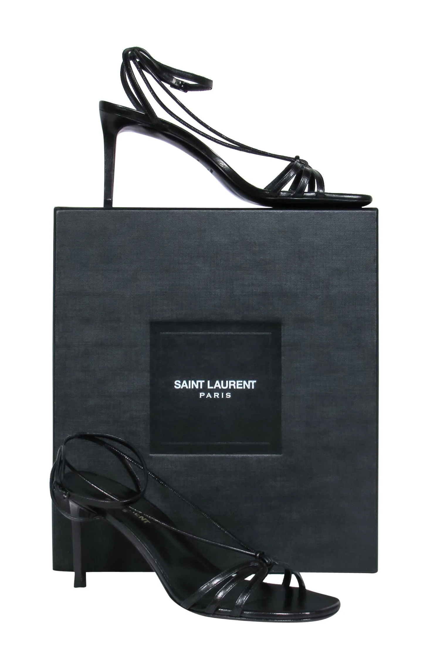Saint Sz - 8 Seamless support Heeled Black Leather Strappy Positive testimonials Sandals Laurent