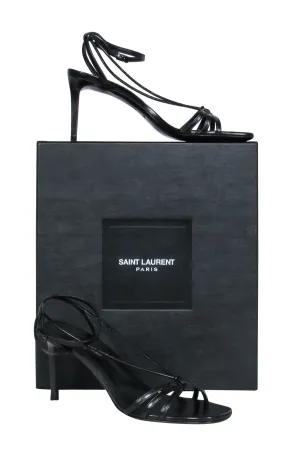 Saint Sz - 8 Seamless support Heeled Black Leather Strappy Positive testimonials Sandals Laurent