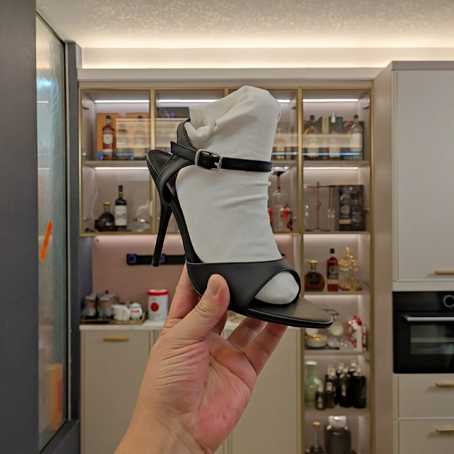 Season clearance HIGH IN HEEL BLACK Balanciaga All-inclusive selection STRAPPY TOE OPEN CALFSKIN