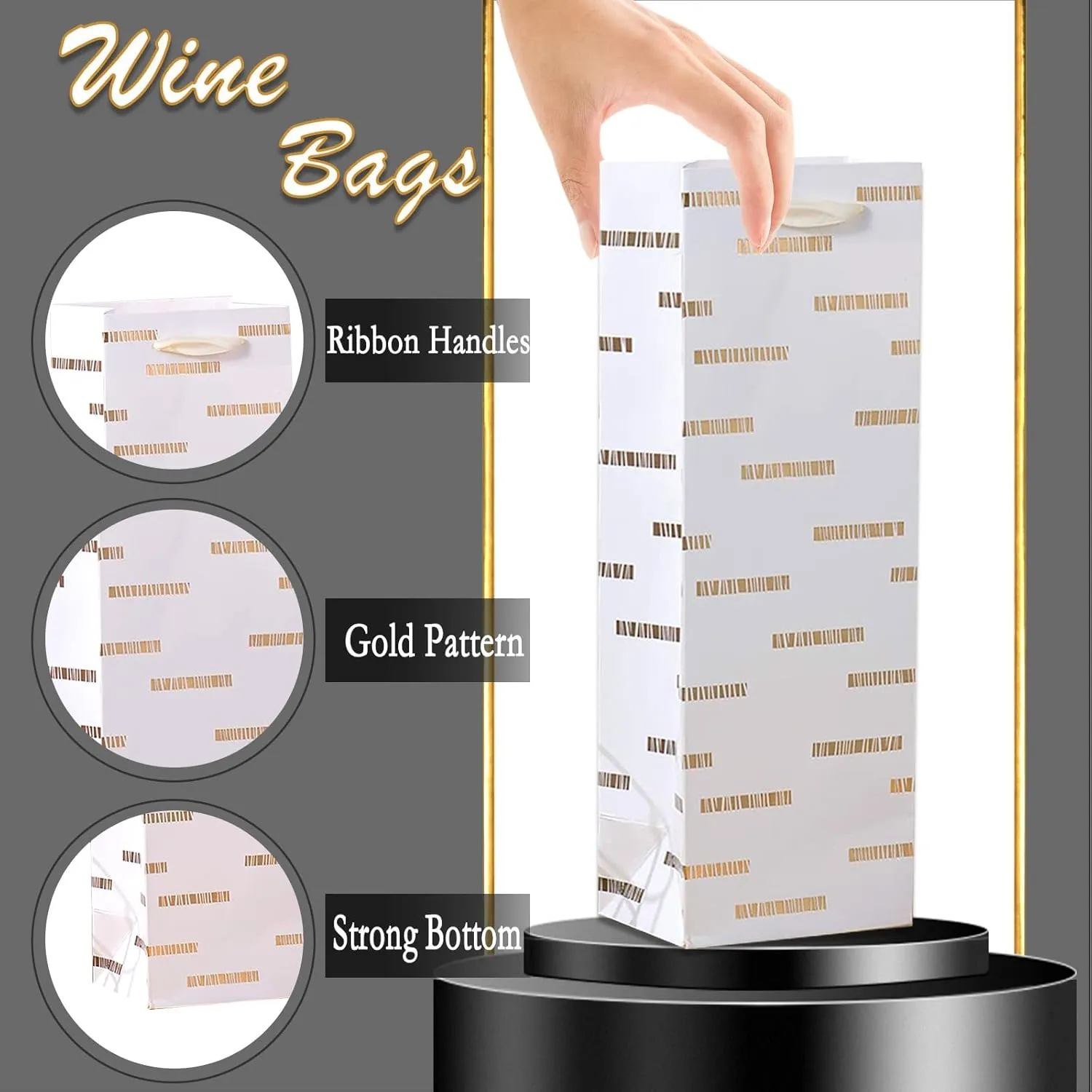 SHIPKEY 12 Pack Wine Gift Bags for Bottles, 13.7" Bulk Bags for Thanksgiving, Halloween, Easter, Graduations, Weddings, Christmas, Mother's Day and Other Holidays