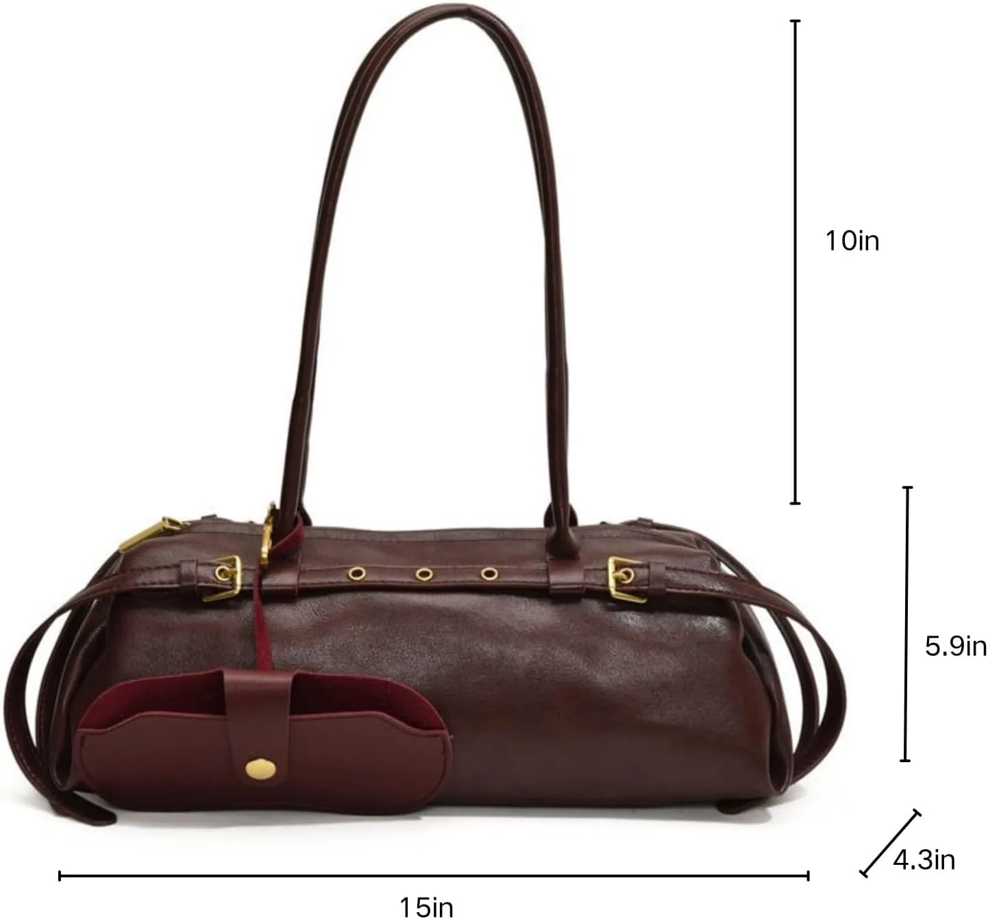 Shoulder Bag for Women with Belt Decoration,Retro Swing Zip Handbag - Top Handle Hobo Purse for Work/Travel/Shopping