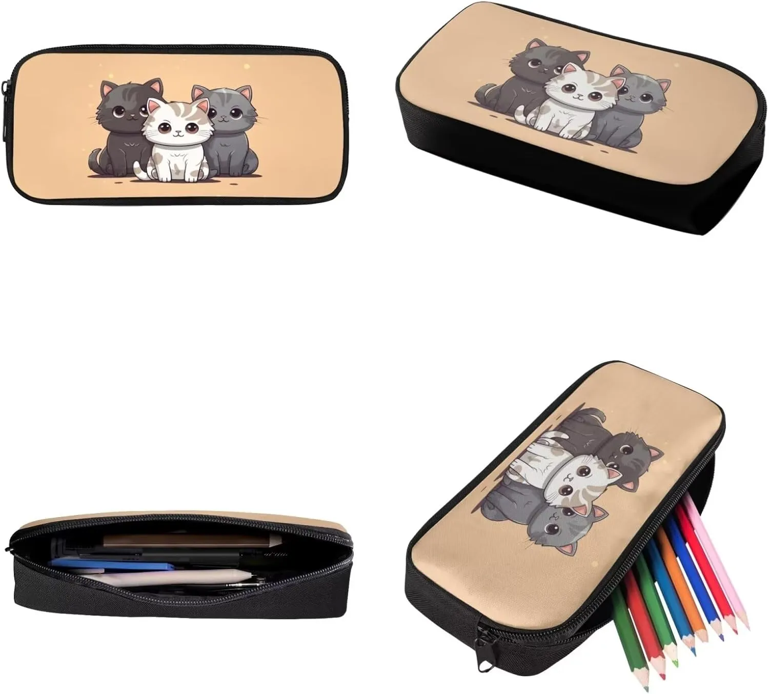 Showudesigns Cute Cat School Bag With Lunch Bag for Girls 7-10/10-12 Kids Backpack Boys Primary Elementary School Bookbag Lunchbox Pencil Pen Case Middle School Students Book Bags 17inch Schoolbags