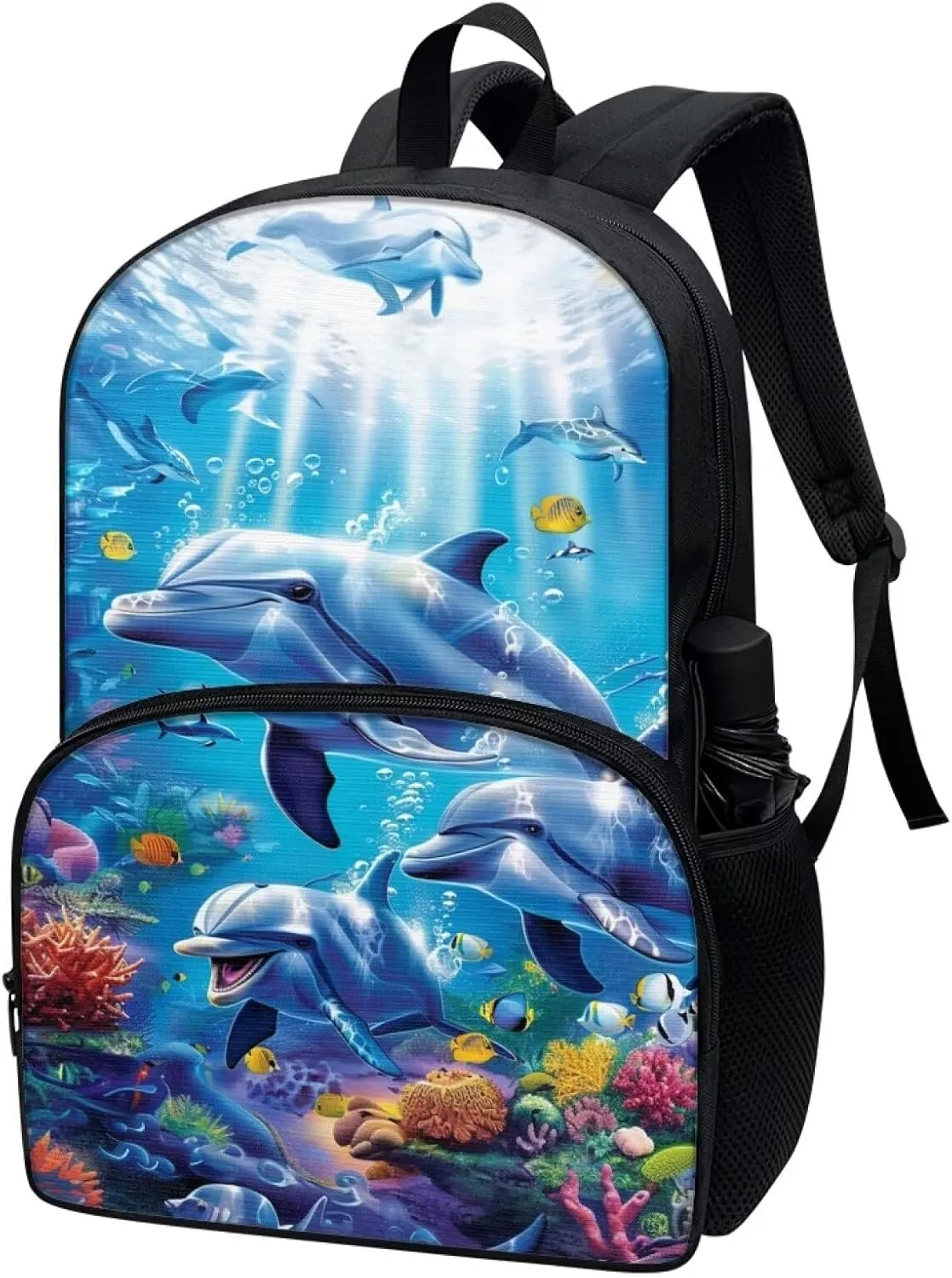 Showudesigns Dolphin School Backpack for Girls 10-12 12-14 Teen Bookbag Middle School Bag With Padded Straps Primary High School Students Book Bags 6th Grade 17inch Casual Daypack Rucksack