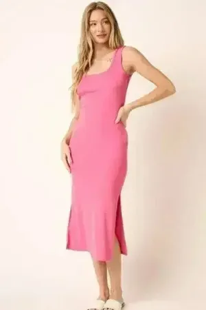 Side Slit Wide Strap Midi Tank Dress | Mittoshop