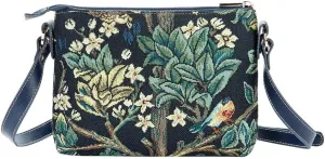 Signare Tapestry Tote Bag, Crossbody Bag and Cosmetic Makeup Bag for Women with William Morris Tree of Life in Blue backdrop