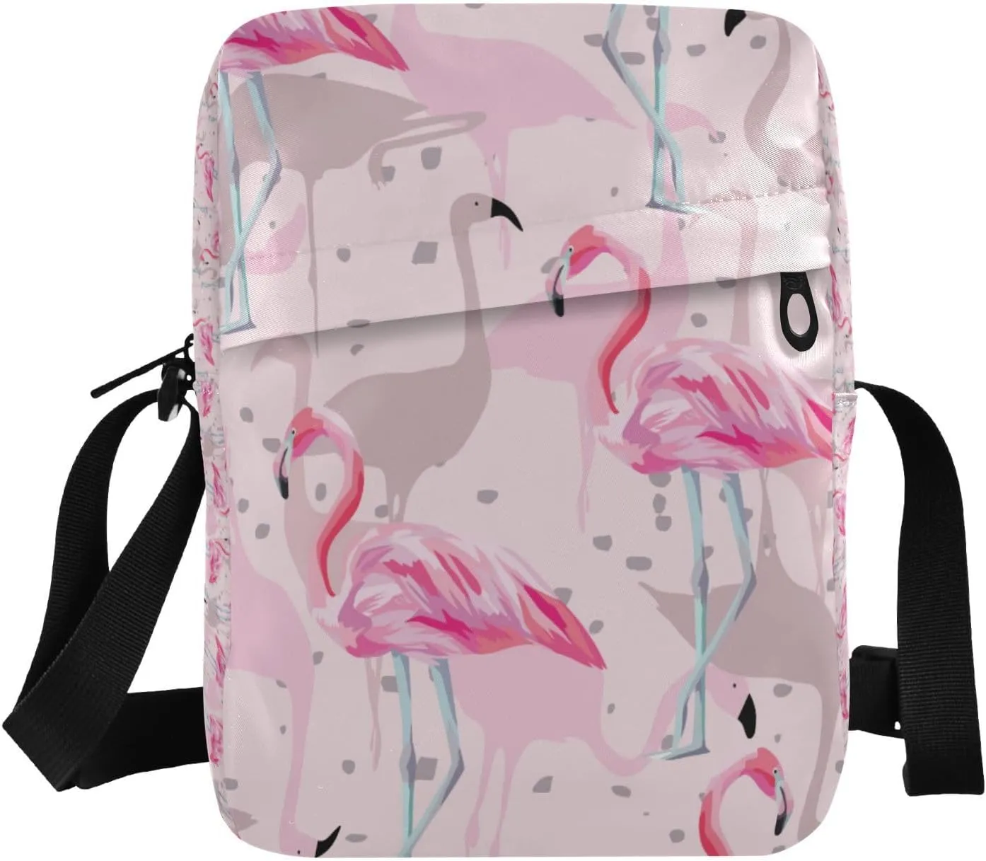 Sinestour Pink Flamingo Messenger Bag for Women Men Crossbody Shoulder Bag Cellphone Wallet Bag Mens Purse Satchel with Adjustable Strap for Travel Sports Running Cycling