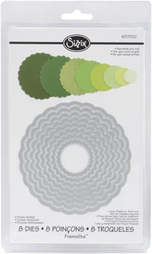 Sizzix Framelits Die Set 8/PK - Circles, Scallop