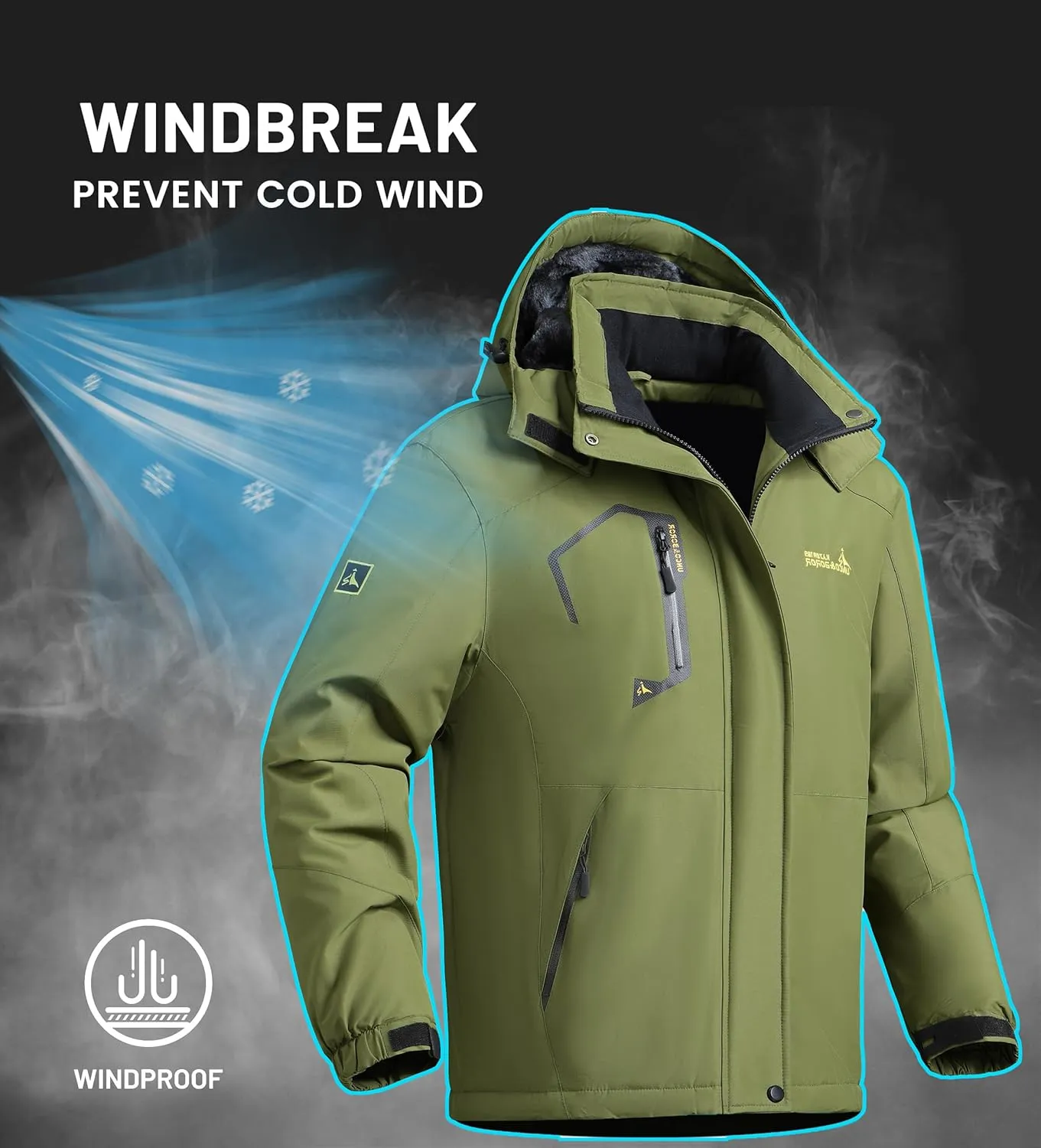 Ski Jacket for Men Waterproof Warm Winter Snow Coat for Hiking