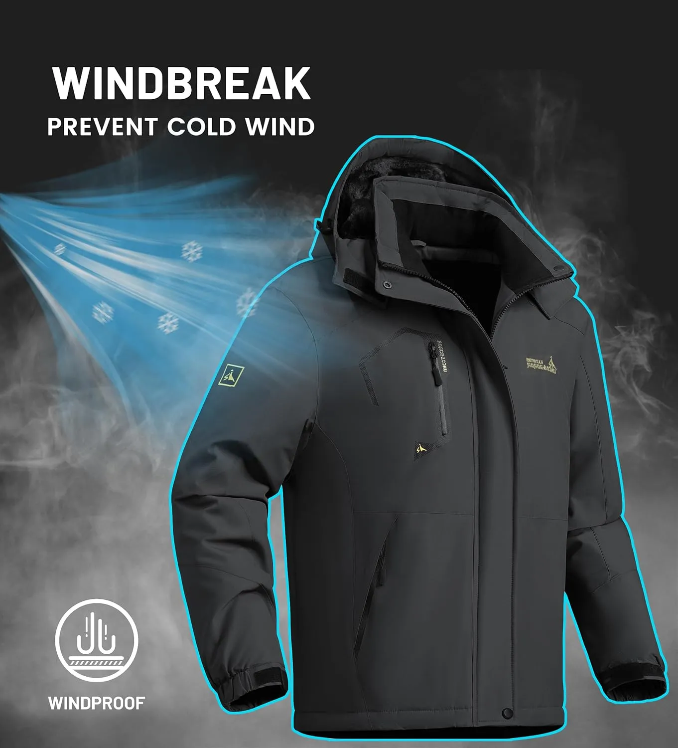 Ski Jacket for Men Waterproof Warm Winter Snow Coat for Hiking