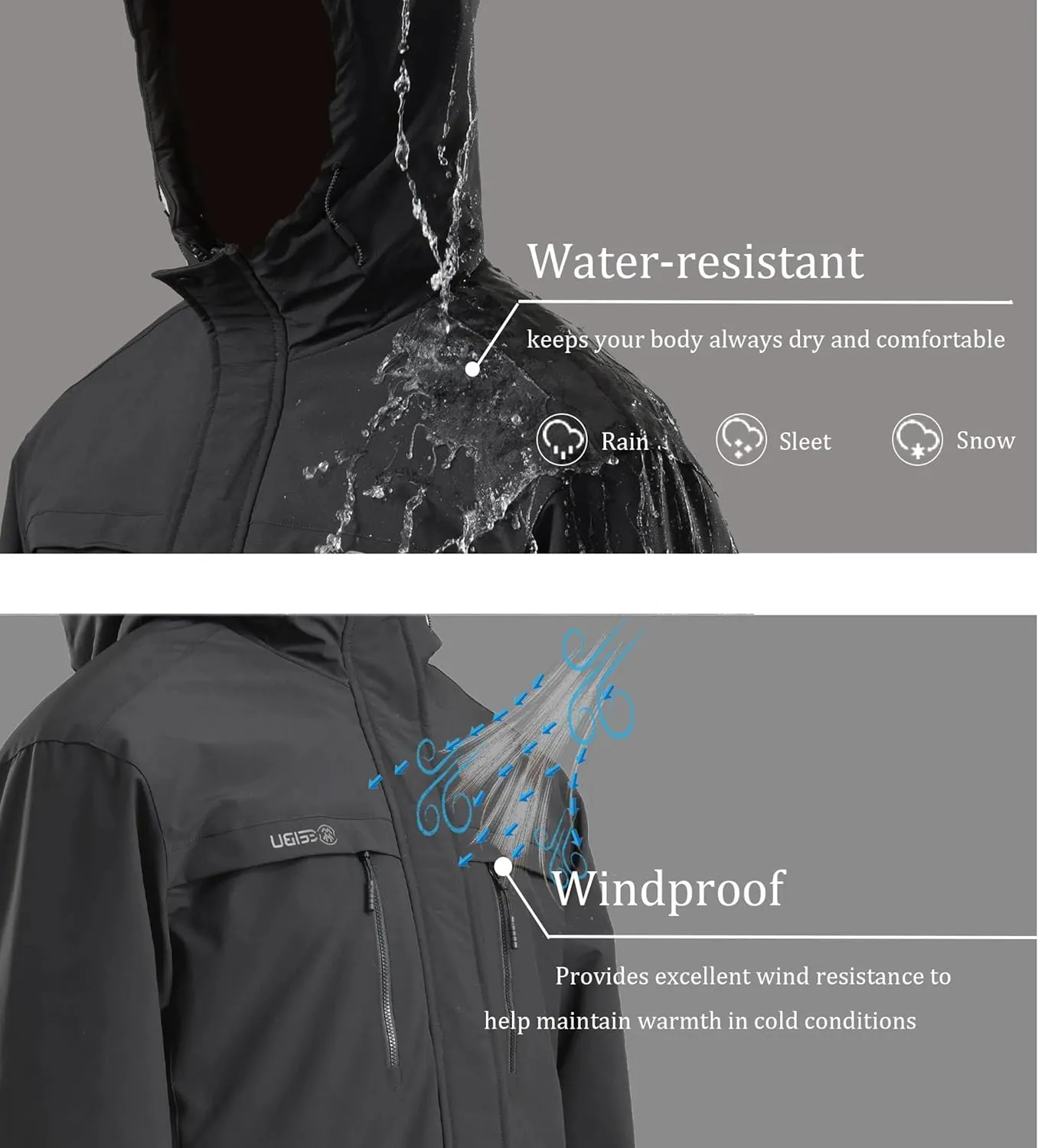 Ski Jacket for Men Waterproof Warm Winter Snow Coat for Hiking