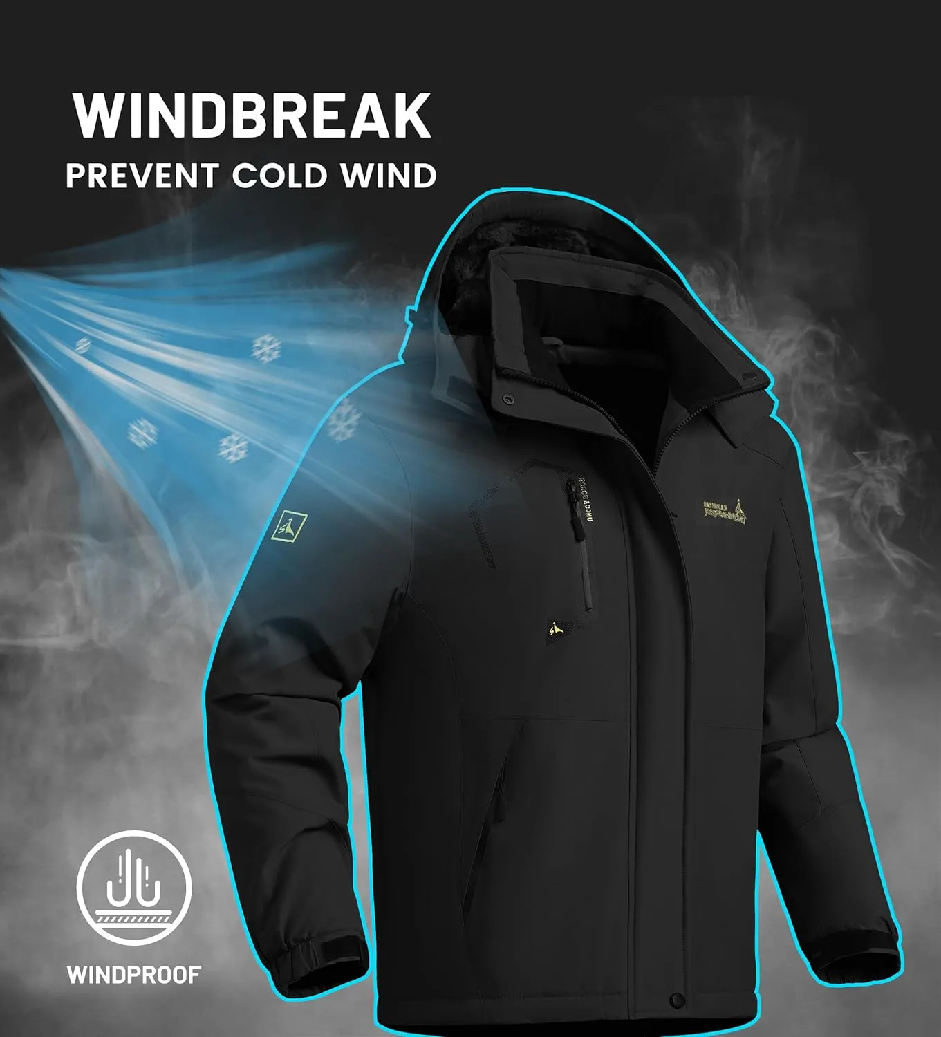 Ski Jacket for Men Waterproof Warm Winter Snow Coat for Hiking