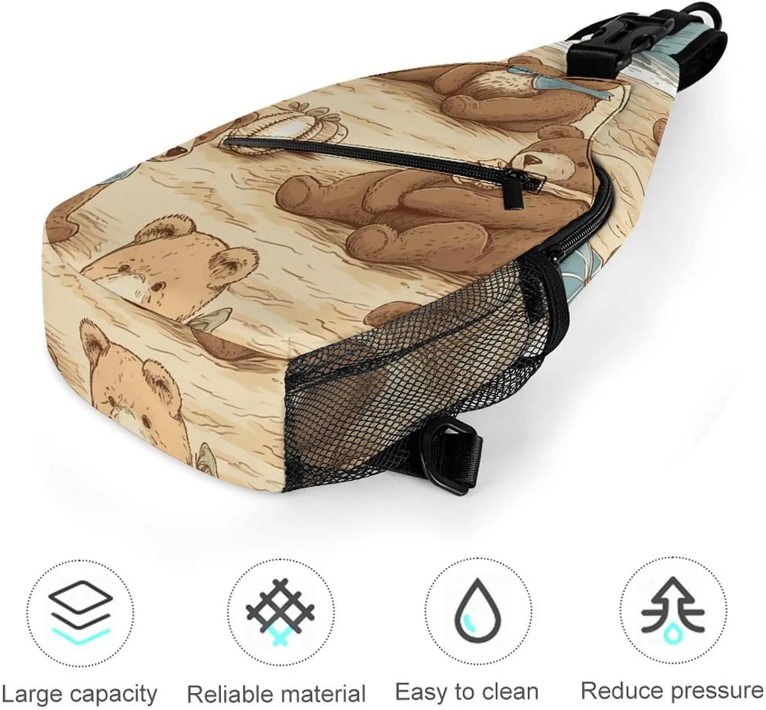 Sling Backpack Crossbody for Man Woman Bear on The Beach Cross Body Adjustable Chest Bag