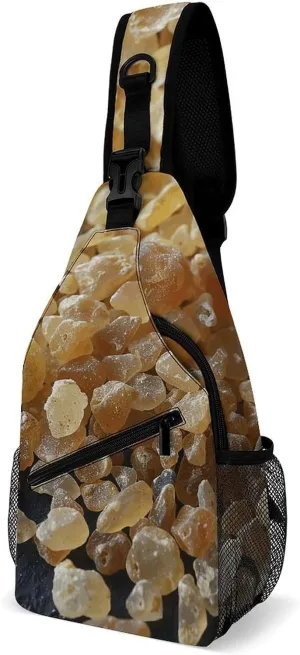Sling Backpack Crossbody for Man Woman Brown Oval Beads Cross Body Adjustable Chest Bag