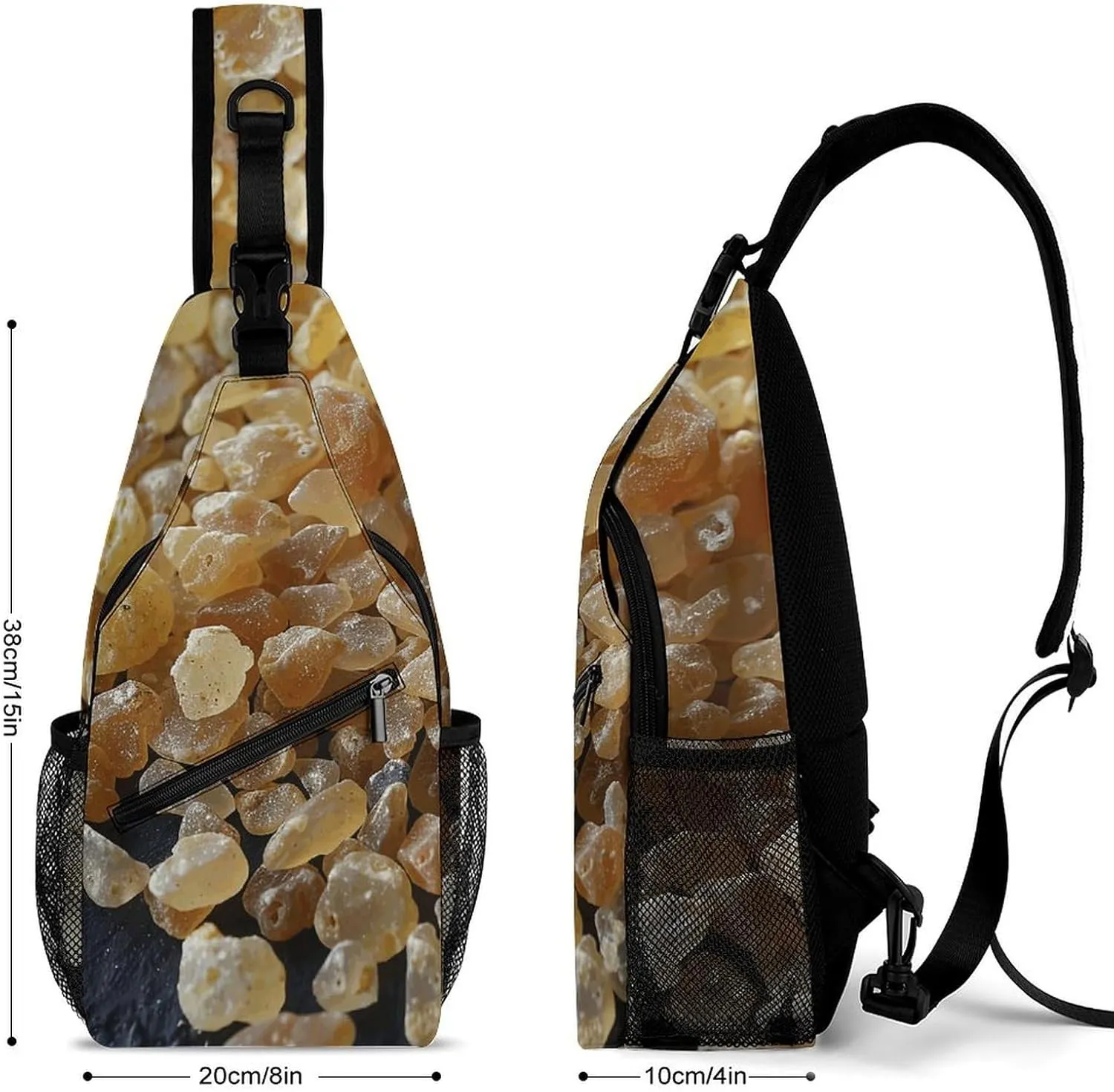 Sling Backpack Crossbody for Man Woman Brown Oval Beads Cross Body Adjustable Chest Bag
