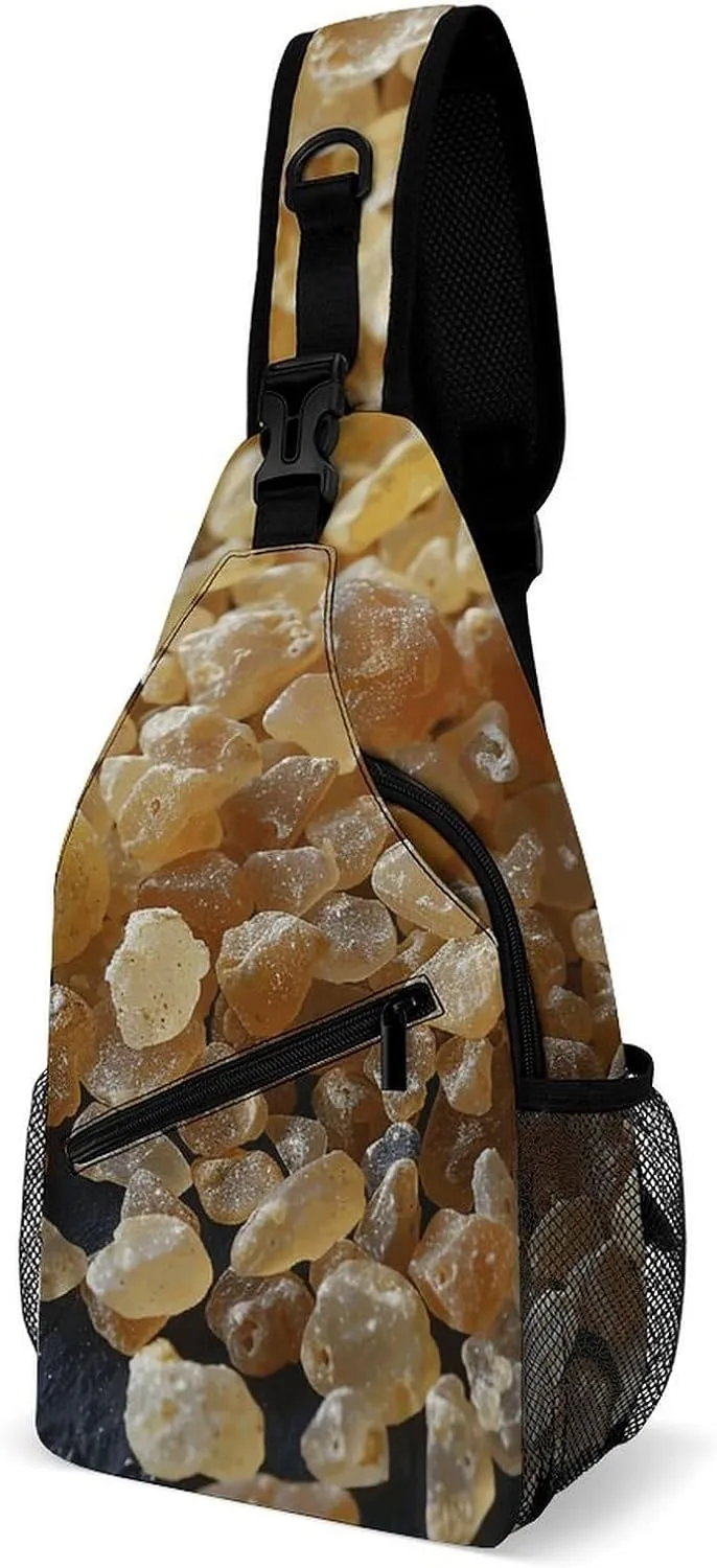 Sling Backpack Crossbody for Man Woman Brown Oval Beads Cross Body Adjustable Chest Bag
