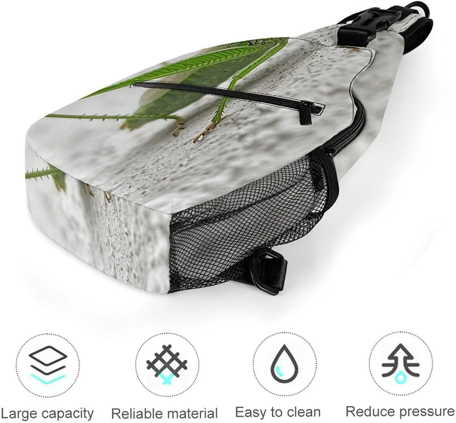 Sling Backpack Crossbody for Man Woman Green Grasshopper Image Cross Body Adjustable Chest Bag