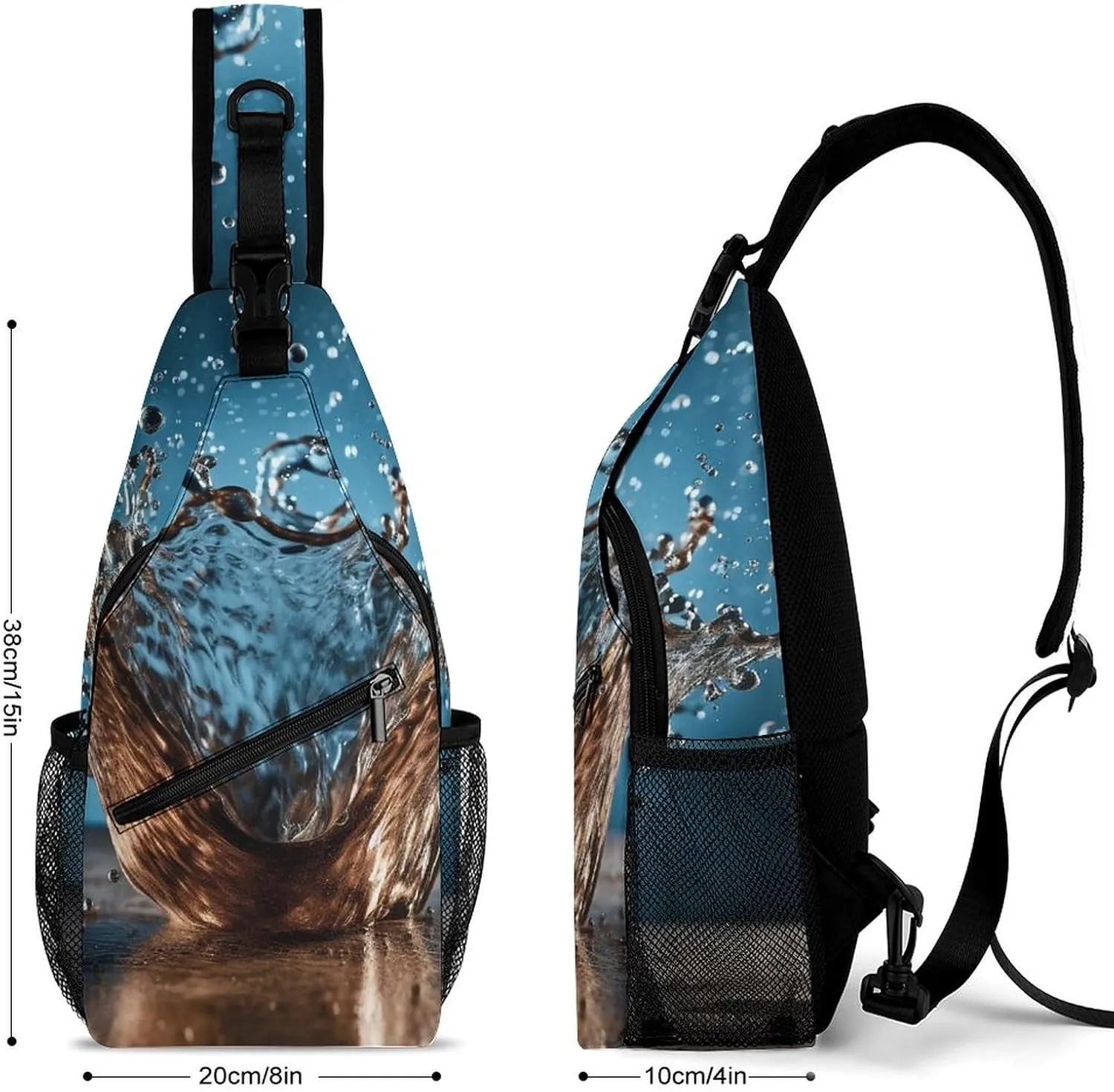 Sling Backpack Crossbody for Man Woman Water Droplets Cross Body Adjustable Chest Bag