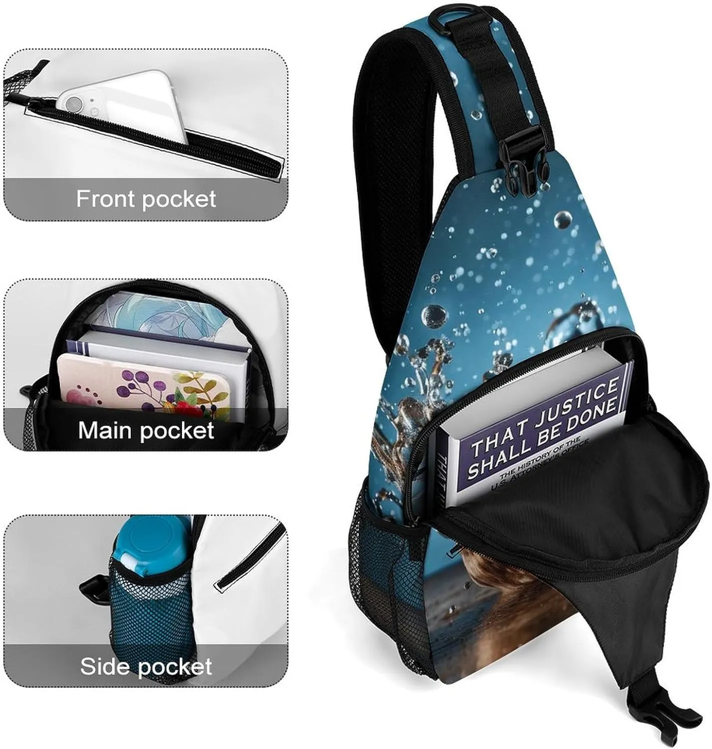 Sling Backpack Crossbody for Man Woman Water Droplets Cross Body Adjustable Chest Bag