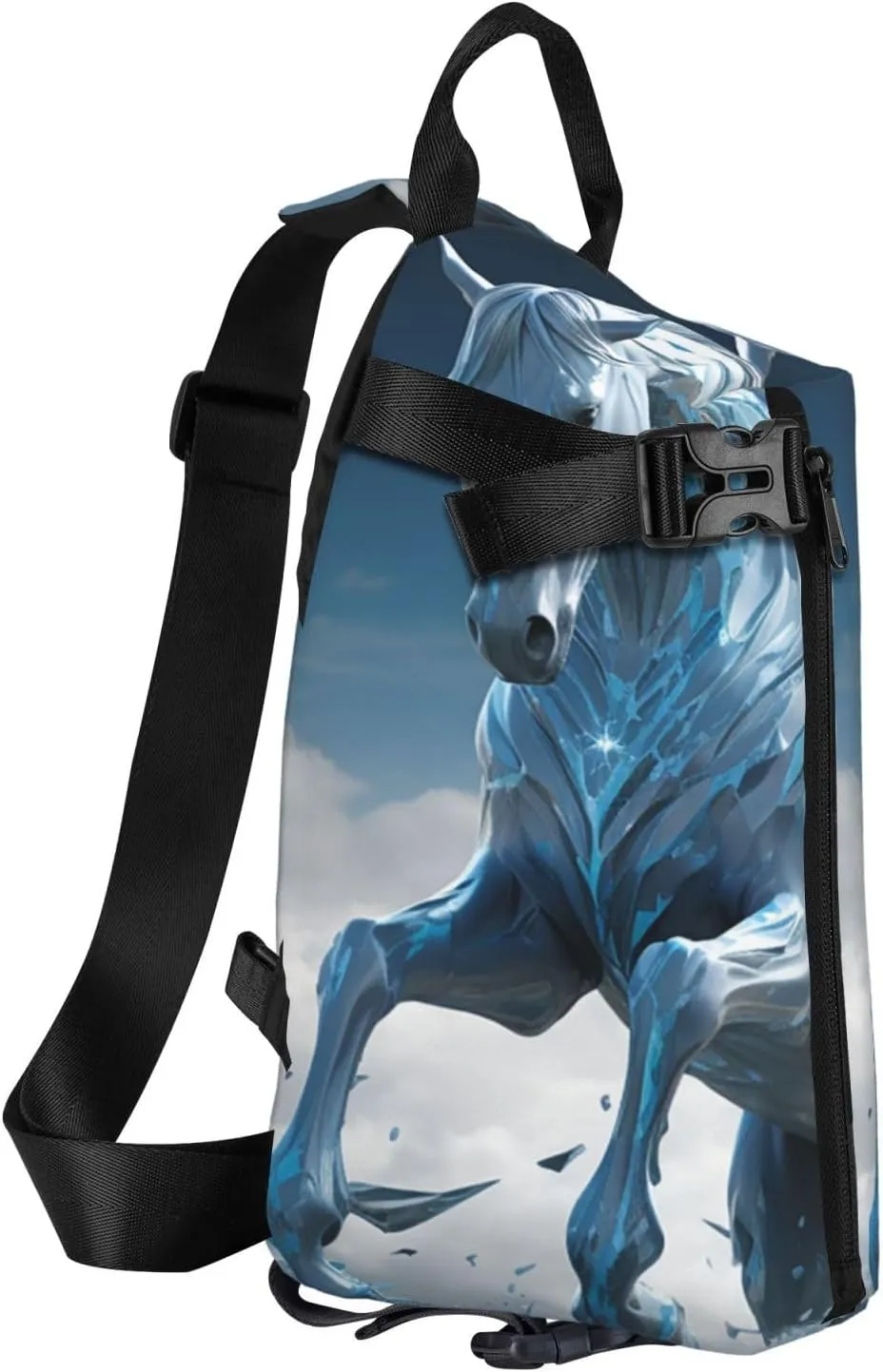 Sling Bag Crossbody Backpack for Men Women Blue Ice Horse Chest Bag Crossbody Bag for Travel Sport Running