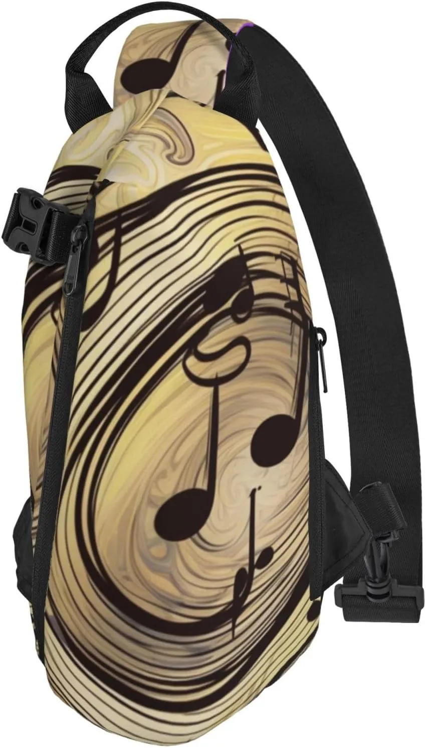 Sling Bag Crossbody Backpack for Men Women Muisc Note Chest Bag Crossbody Bag for Travel Sport Running