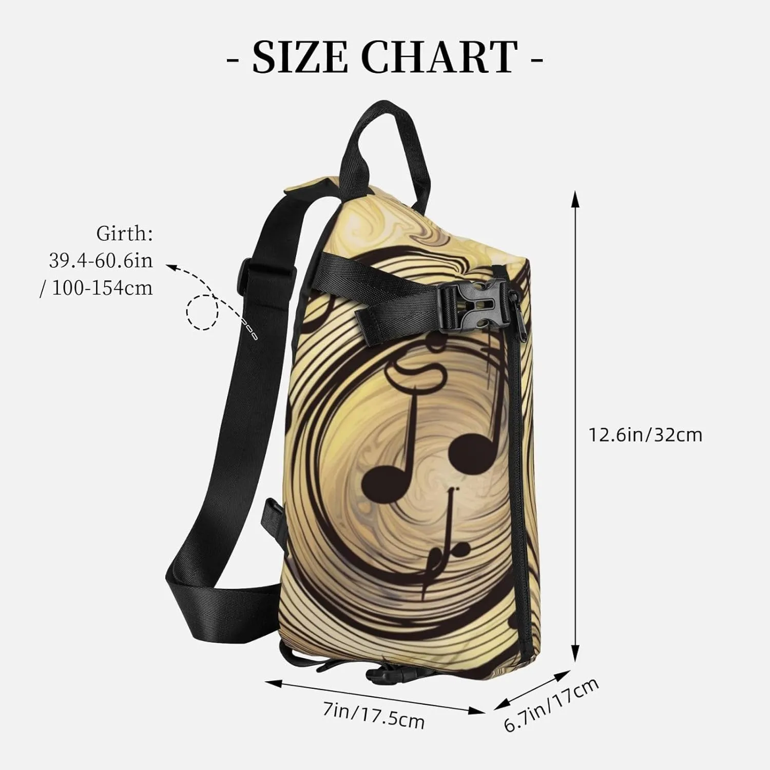 Sling Bag Crossbody Backpack for Men Women Muisc Note Chest Bag Crossbody Bag for Travel Sport Running