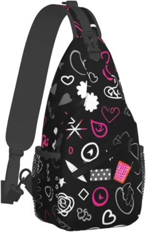 Sling Bag Crossbody Backpack for Men Women Multiple Symbols Chest Bag Crossbody Bag for Travel Sport Running