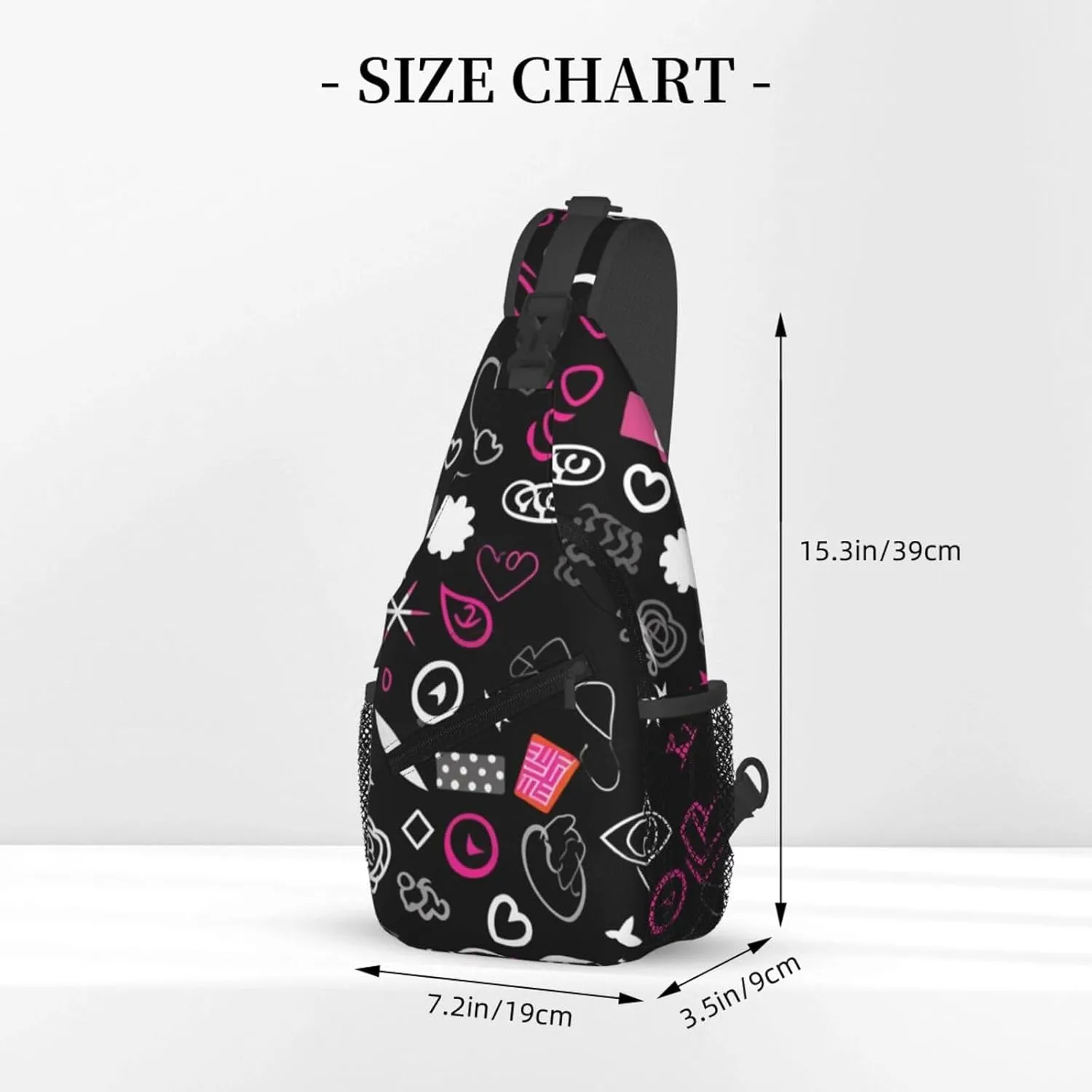 Sling Bag Crossbody Backpack for Men Women Multiple Symbols Chest Bag Crossbody Bag for Travel Sport Running