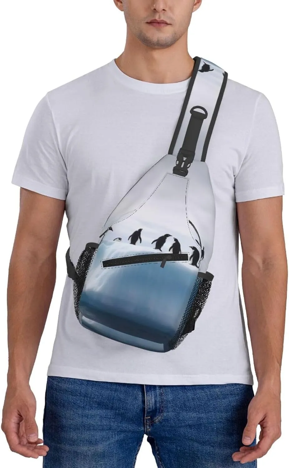 Sling Bag Crossbody Backpack for Men Women Penguins on the Iceberg Chest Bag Crossbody Bag for Travel Sport Running