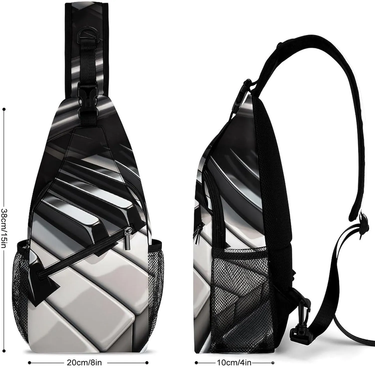 Sling Bag Crossbody Backpack for Men Women Piano Keys Chest Bag Crossbody Bag for Travel Sport Running