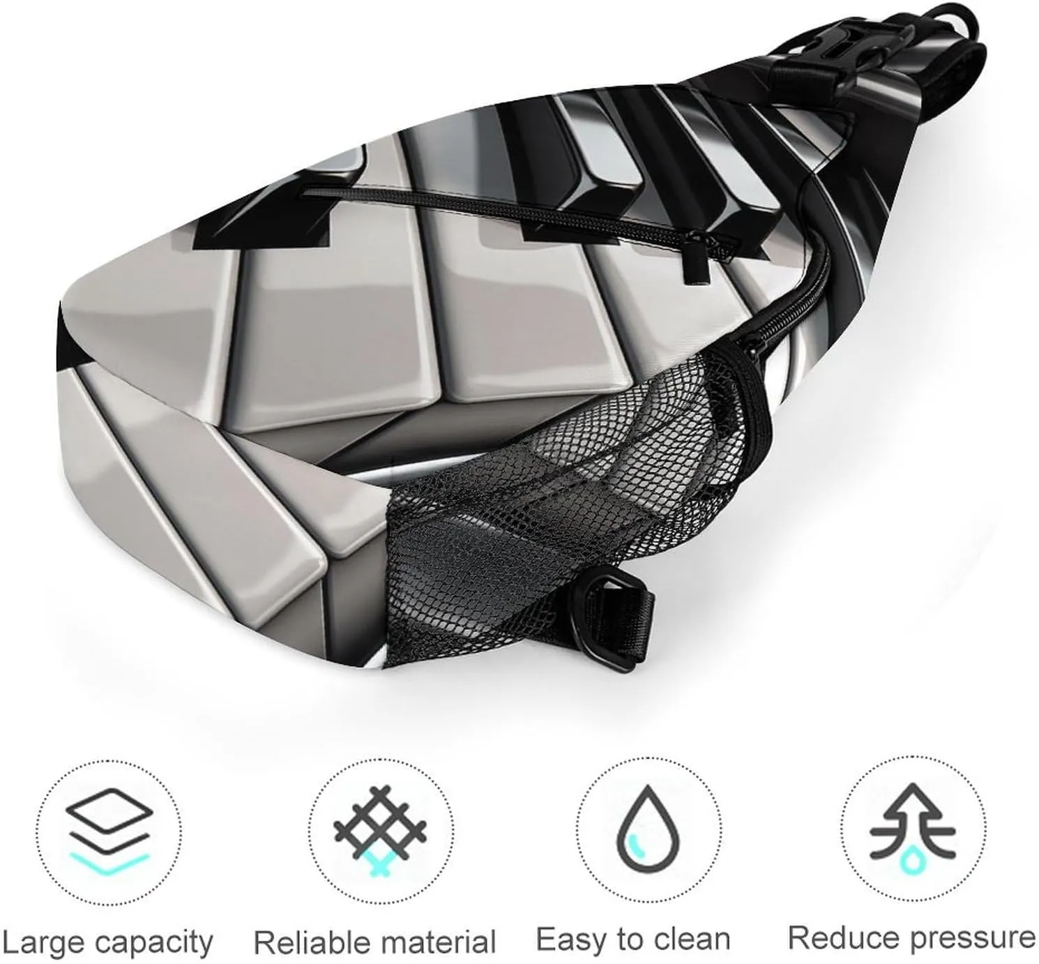 Sling Bag Crossbody Backpack for Men Women Piano Keys Chest Bag Crossbody Bag for Travel Sport Running