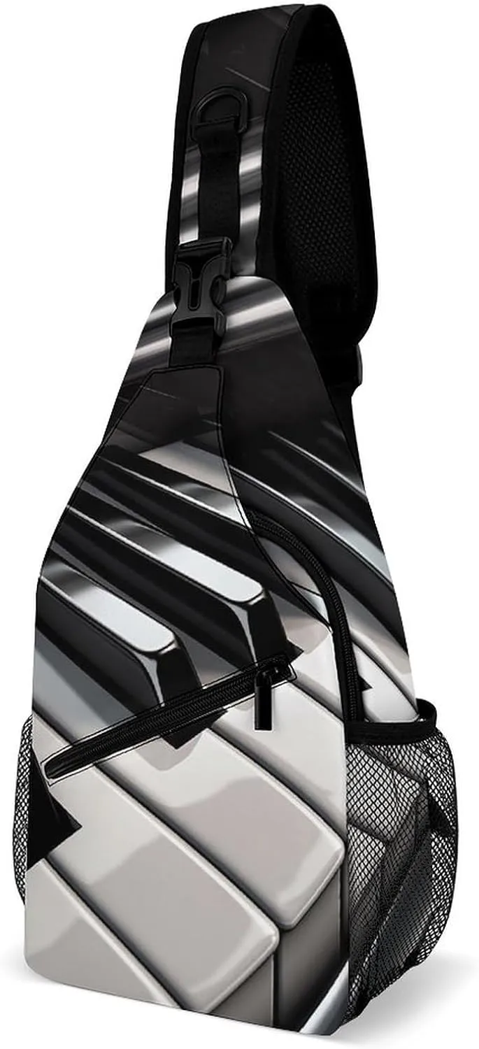 Sling Bag Crossbody Backpack for Men Women Piano Keys Chest Bag Crossbody Bag for Travel Sport Running