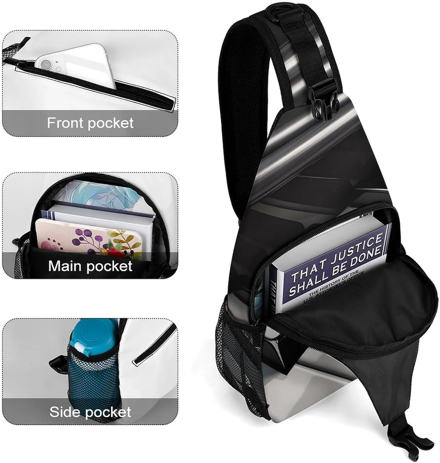 Sling Bag Crossbody Backpack for Men Women Piano Keys Chest Bag Crossbody Bag for Travel Sport Running