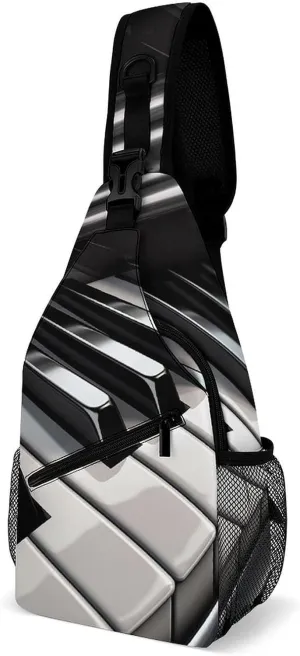 Sling Bag Crossbody Backpack for Men Women Piano Keys Chest Bag Crossbody Bag for Travel Sport Running