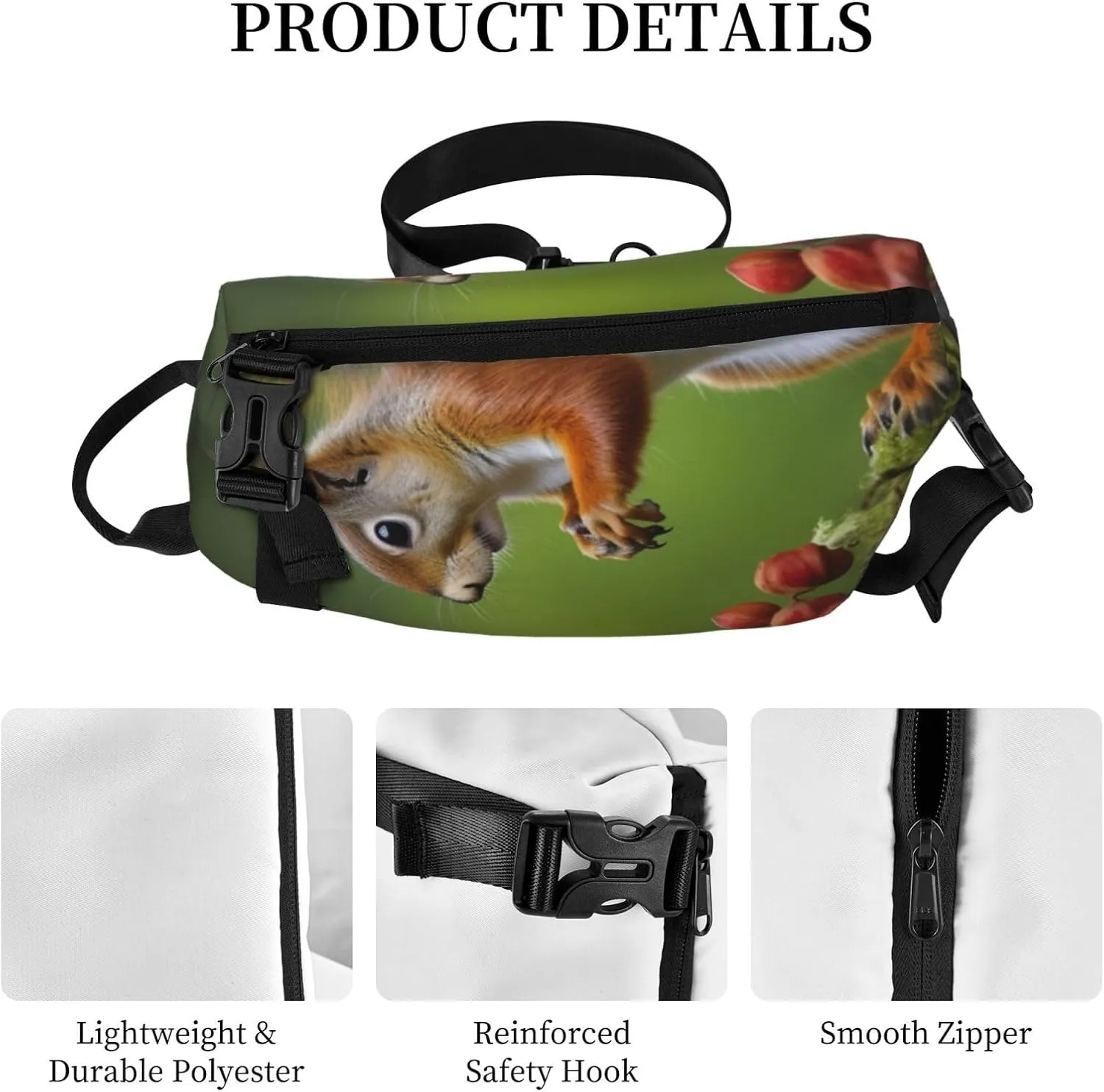 Sling Bag Crossbody Backpack for Men Women squirrel Chest Bag Crossbody Bag for Travel Sport Running