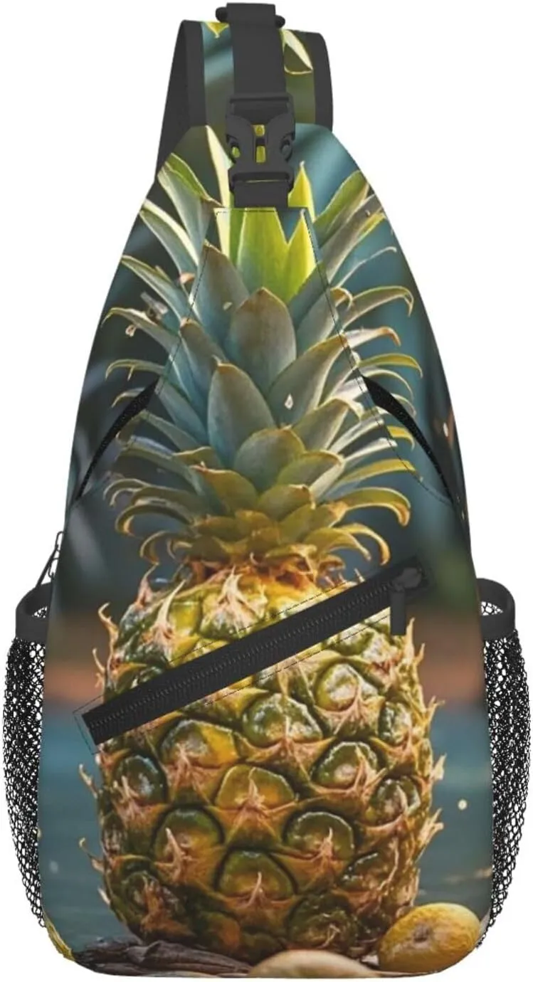 Sling Bag for Men Women Crossbody Backpack Flickering Pineapple Crossbody Bag Chest Bag for Travel Sport