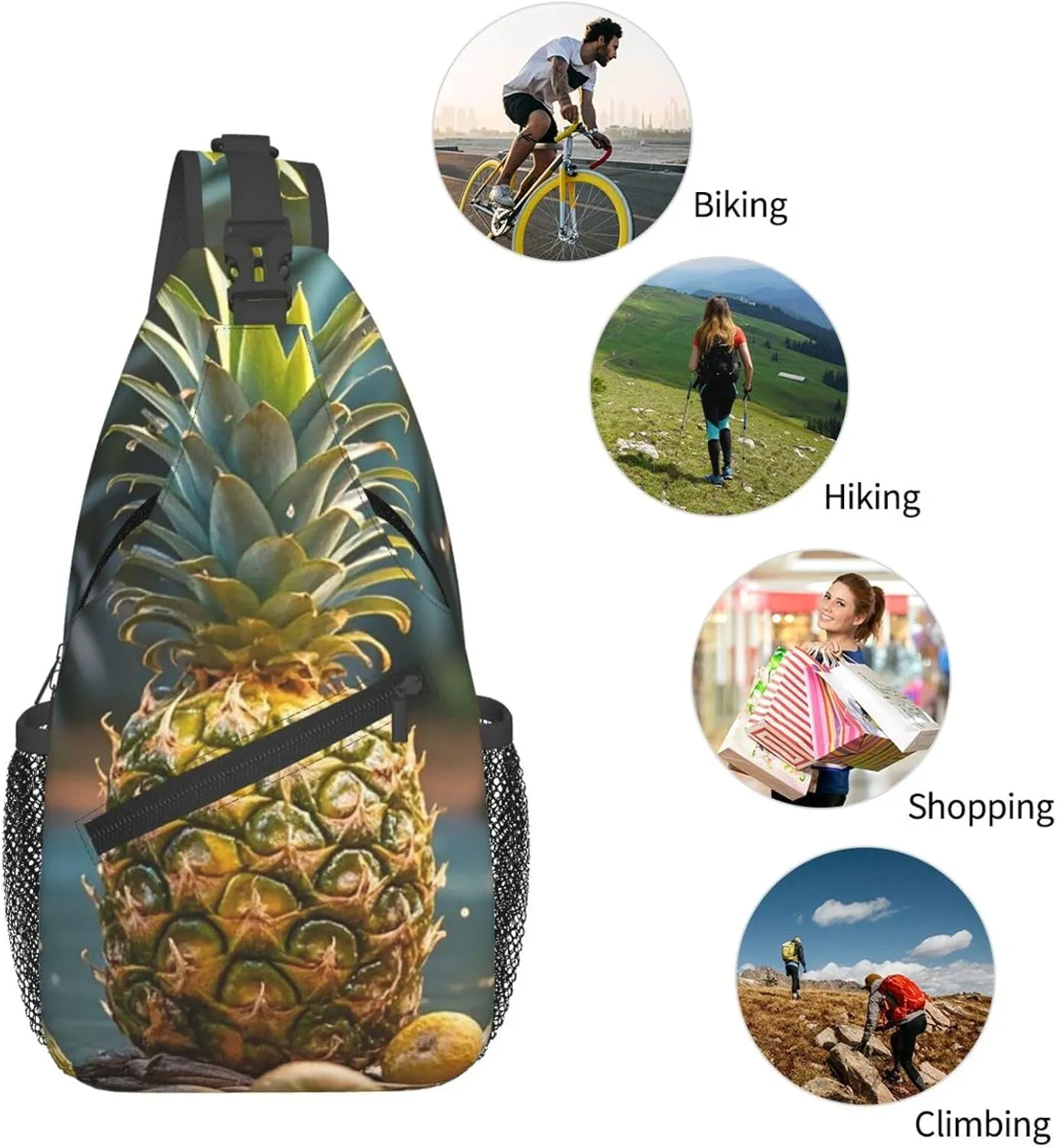 Sling Bag for Men Women Crossbody Backpack Flickering Pineapple Crossbody Bag Chest Bag for Travel Sport