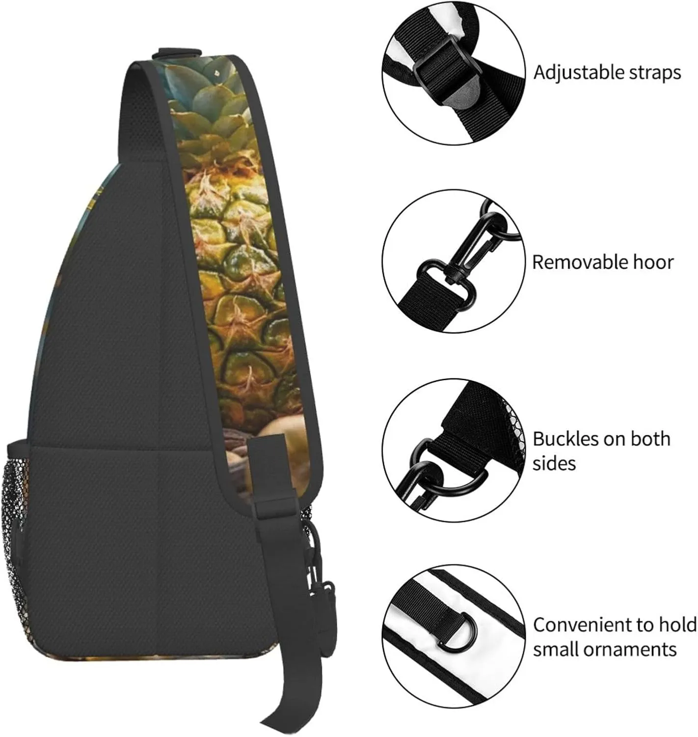 Sling Bag for Men Women Crossbody Backpack Flickering Pineapple Crossbody Bag Chest Bag for Travel Sport