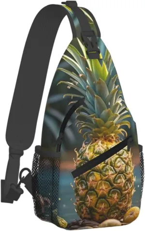 Sling Bag for Men Women Crossbody Backpack Flickering Pineapple Crossbody Bag Chest Bag for Travel Sport