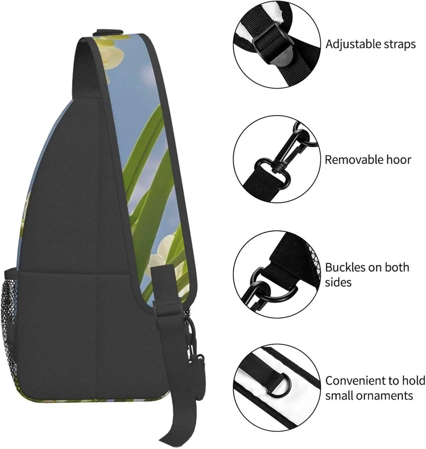 Sling Bag for Men Women Crossbody Backpack Orchid Flower Fresh Spring Crossbody Bag Chest Bag for Travel Sport