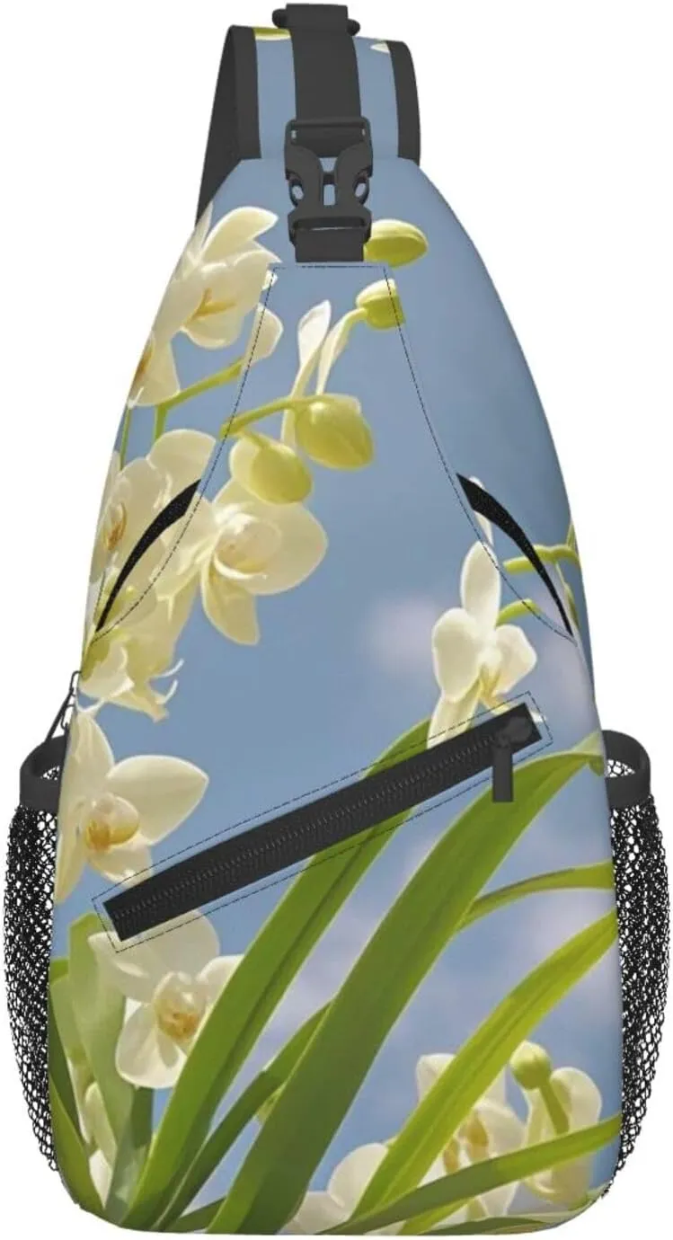 Sling Bag for Men Women Crossbody Backpack Orchid Flower Fresh Spring Crossbody Bag Chest Bag for Travel Sport