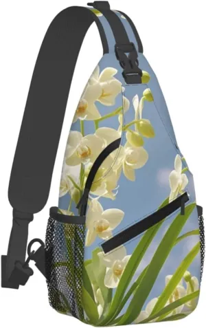 Sling Bag for Men Women Crossbody Backpack Orchid Flower Fresh Spring Crossbody Bag Chest Bag for Travel Sport