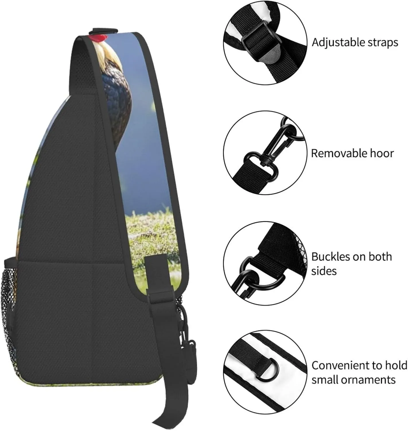 Sling Bag for Men Women Crossbody Backpack Rooster and hen Crossbody Bag Chest Bag for Travel Sport