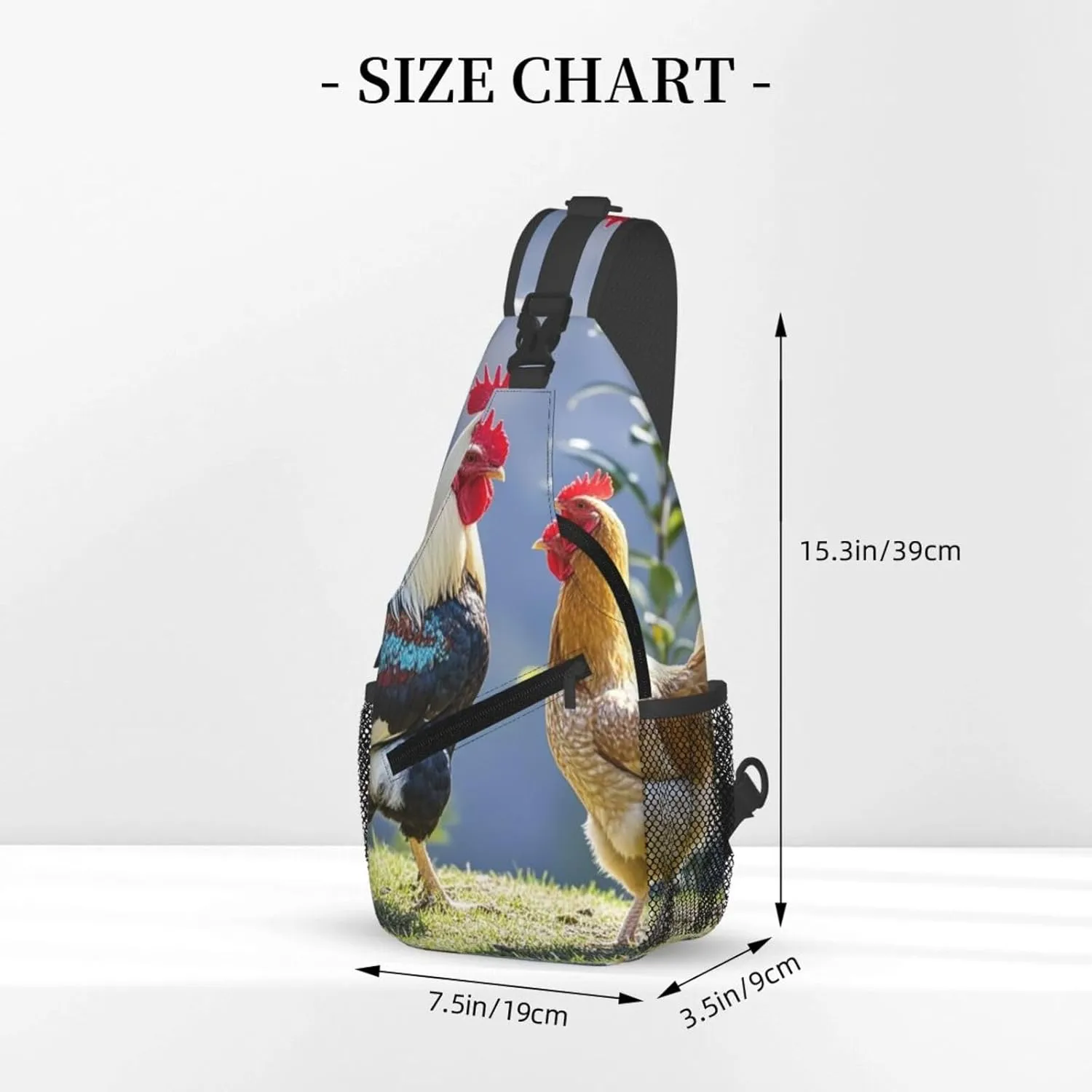 Sling Bag for Men Women Crossbody Backpack Rooster and hen Crossbody Bag Chest Bag for Travel Sport