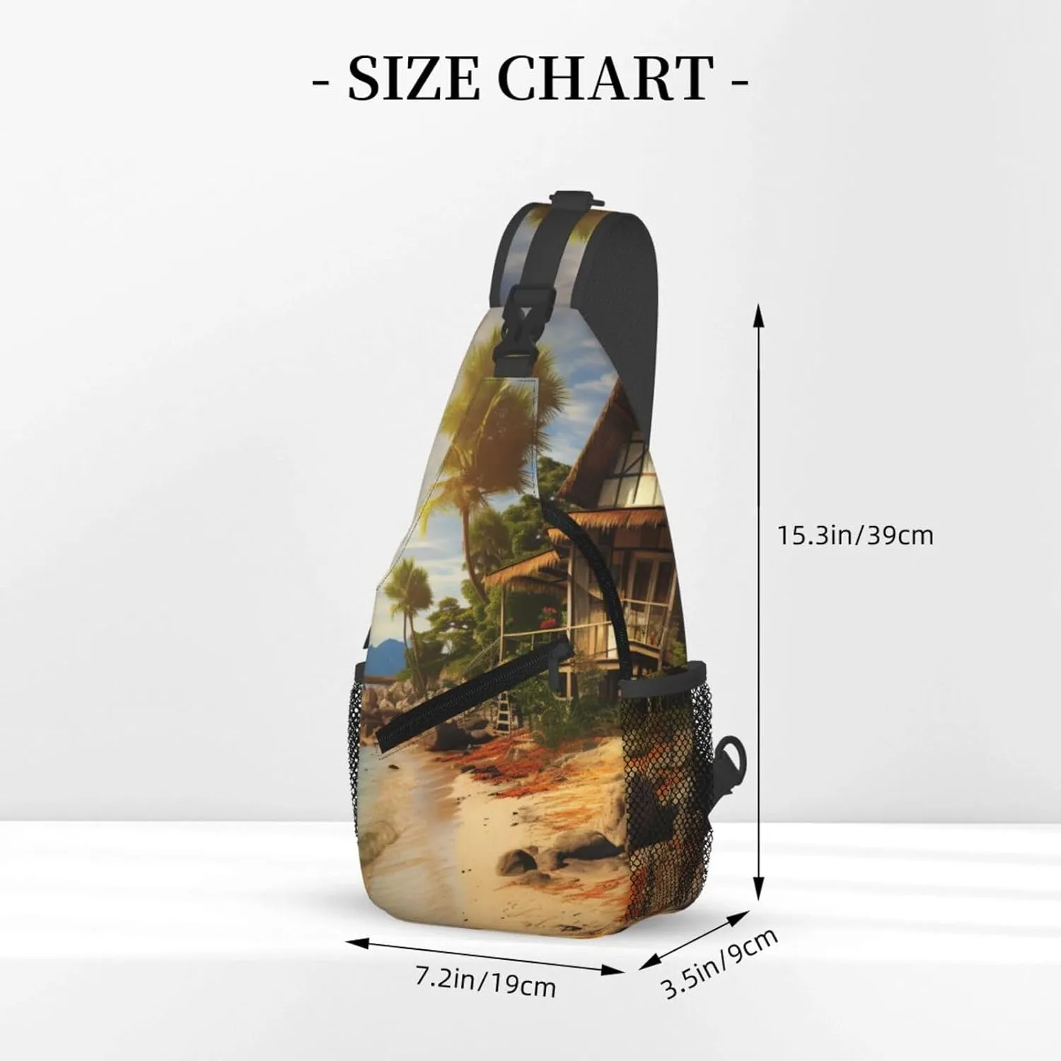 Sling Bag for Women Men Crossbody Bag Sling Backpack A Cottage by The Sea Cross Body Bag Adjustable Chest Bag